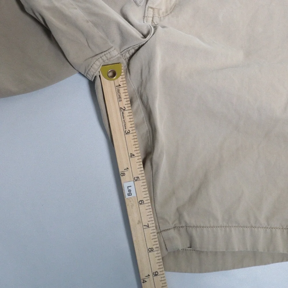 Uniqlo Shorts Mens L Beige Chino 33-36" Waist Flat Front Cotton Pockets Belted - Picture 7 of 7